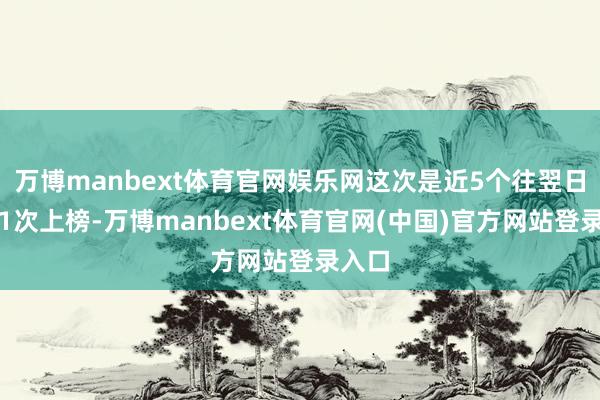 万博manbext体育官网娱乐网这次是近5个往翌日内第1次上